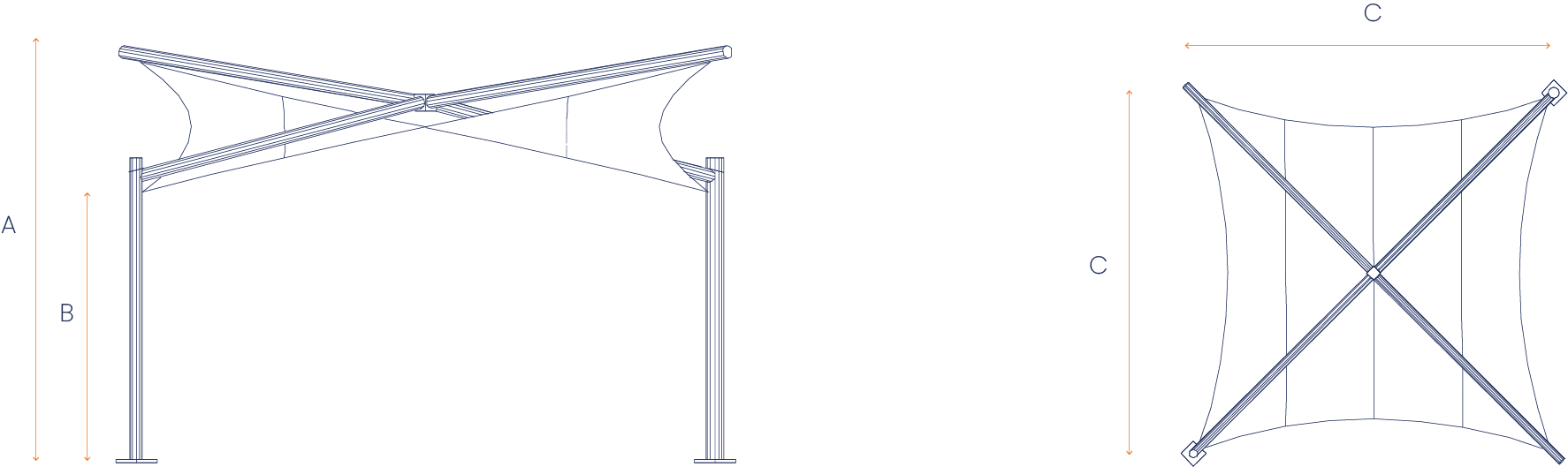 Flexshade Hypar Dimensions Graphic