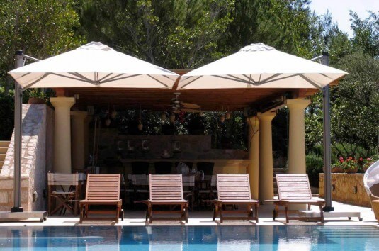 Cantilever Umbrella by Pool