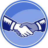 Handshake logo inside a circle