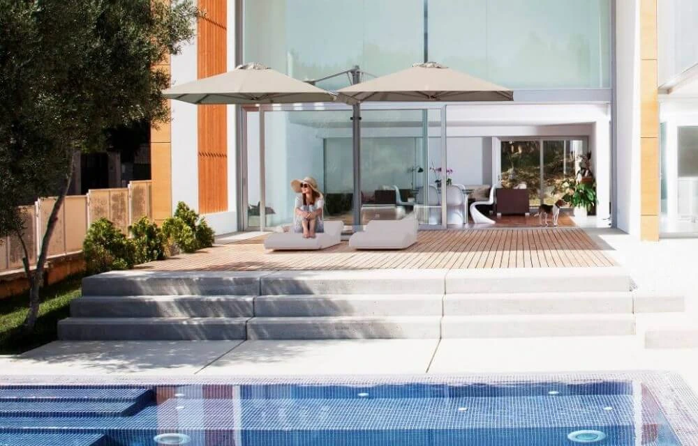 Girl sitting under shade