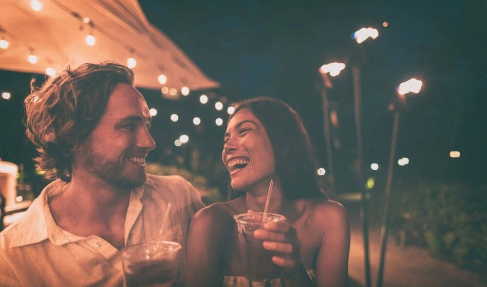 Two people having cold drink
