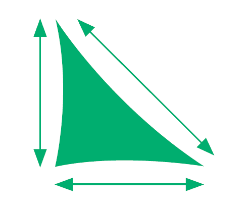 Graphic showing a Right Angle Triangle Shade Sail