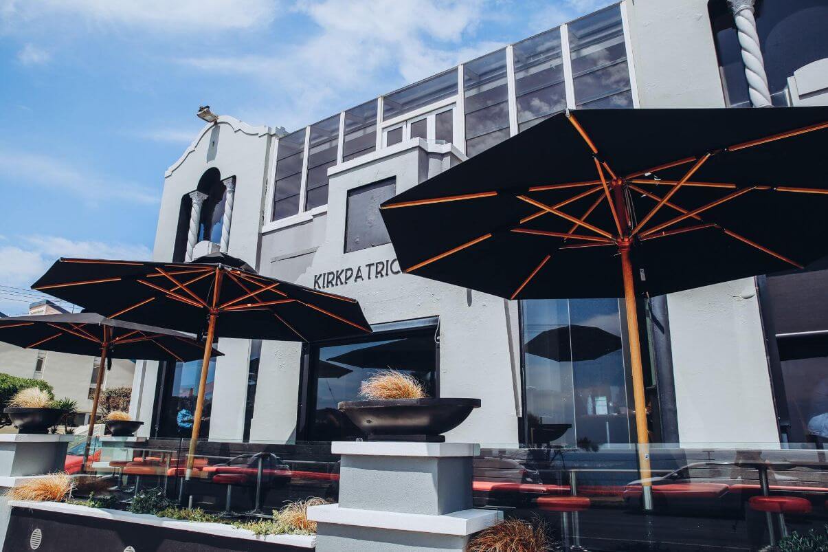 Made in the Shade - Classic Timber Umbrellas with Black Canopies. 