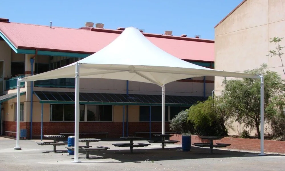 Tetra shade structure outside school